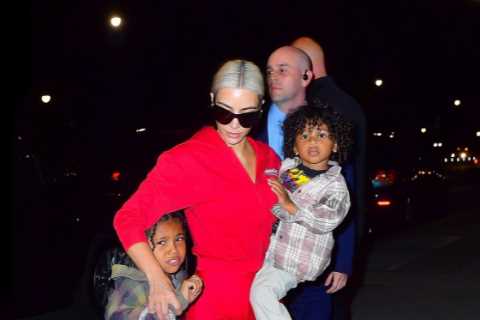 Kim Kardashian shows off much slimmer figure &amp; butt in skintight red pants on NYC outing with..