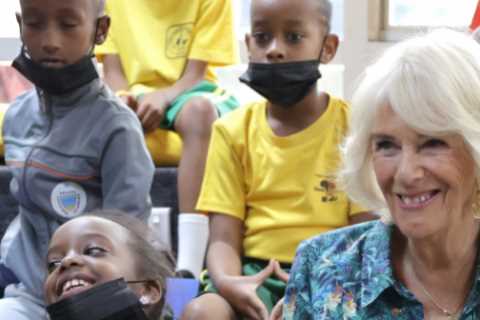 Beaming Camilla meets Rwandan students ahead of landmark speech condemning ‘evil’ of violence..