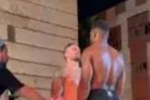 Watch Anthony Joshua step into ring with Oleksandr Usyk in tense face-off ahead of world title..