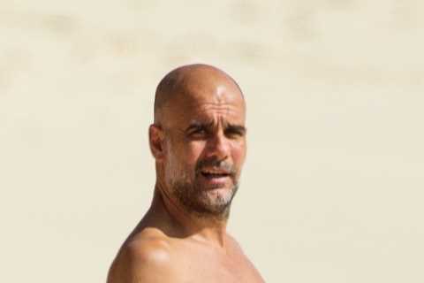 Man City boss Pep Guardiola, 51, looks tanned and toned as he relaxes on beach in Barbados