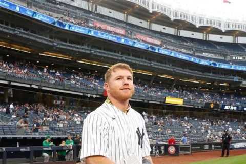 ‘This rivalry is legendary’ – Canelo Alvarez and GGG go head-to-head as they throw first pitch at..
