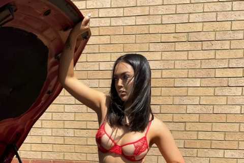 Love Island’s Sharon Gaffka looks incredible as she strips off to lace lingerie in her back garden..