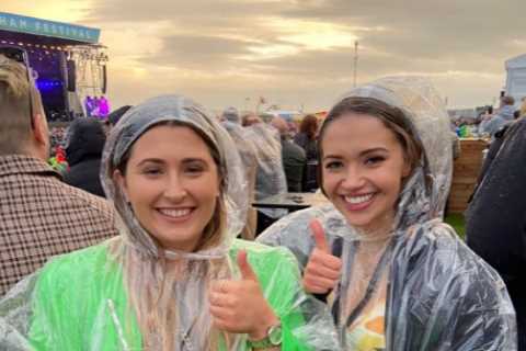 Gogglebox’s Sophie Sandiford looks unrecognisable as she braves the rain at a music festival