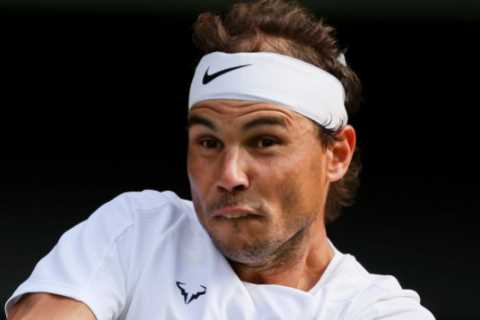 Rafa Nadal chased off court as covers come on for 50 MINUTES in rain-delayed Wimbledon win –..