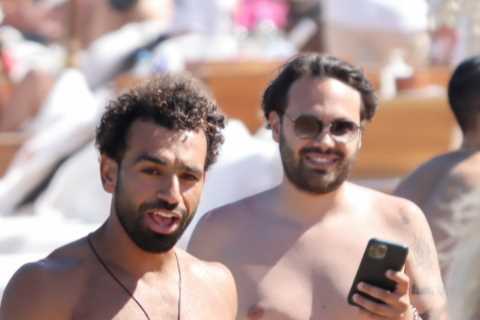 Mo Salah shows off ripped physique on beach in Mykonos after agreeing £400k-a-week contract..