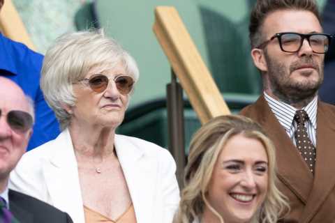 David Beckham takes mum Sandra for day out at Wimbledon as pair sit in posh seats behind Olympians..