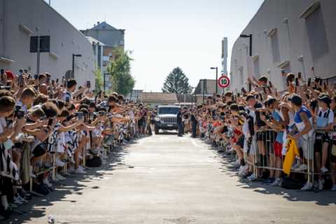 Paul Pogba mobbed by fans as former Man Utd star arrives at Juventus for medical ahead of free..