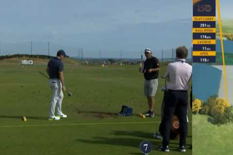 Rory McIlroy clears the St Andrews range with his 3-WOOD as former Open champ looks to bring iconic ..