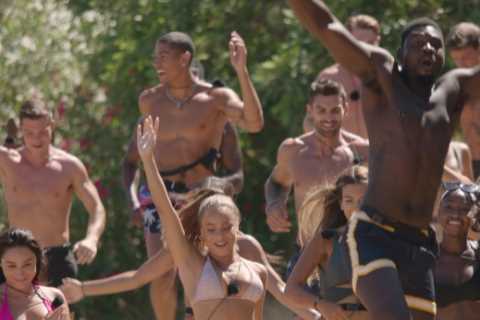 Love Island girls get soaked in their bikinis as they take on the boys in VERY messy boozy..