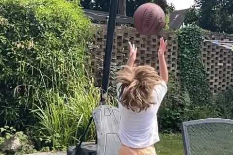 Peter Andre shares rare clip of son Theo playing basketball in stunning family garden