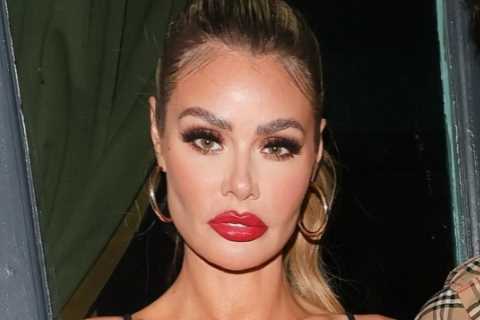 Chloe Sims wears eye-popping leather minidress as she arrives at Towie co-star’s party after..