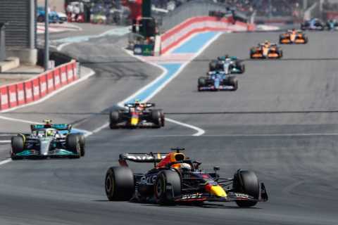 Lewis Hamilton finishes second behind Max Verstappen at F1 French GP after Charles Leclerc crashes..