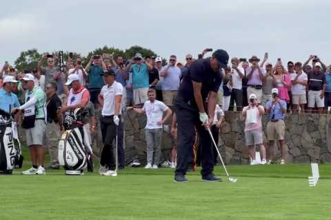 ‘Do it for the Saudi royal family’ – Phil Mickelson heckled during rebel LIV Golf event at Trump..