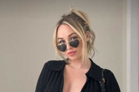 Hollyoaks star Jorgie Porter shows off growing baby bump as she ditches her bra in daring top