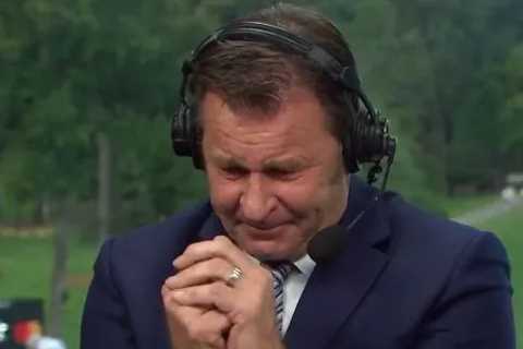 Nick Faldo breaks down in tears as he retires from all golf to live with his new wife on Montana..
