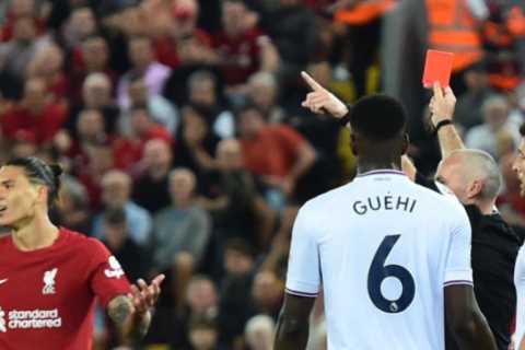 Watch Darwin Nunez sent off for brutal HEADBUTT on Andersen as £85m Liverpool ace leaves fans..