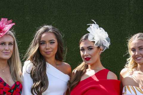 Glamorous racegoers flaunt their bare legs in eye-catching frocks and fascinators as they hit..