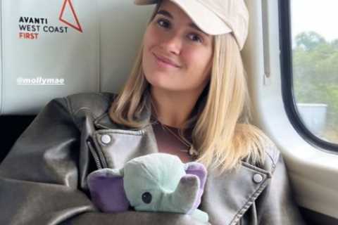 Molly-Mae Hague goes make-up free as she poses on train with Love Island legend