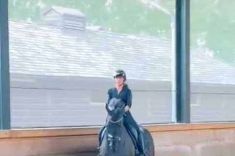 Gemma Owen shows off her incredible horse riding skills as she reveals HUGE training space at..