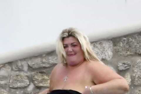 Gemma Collins adjusts her swimsuit and she puts on a sexy show for boyfriend Rami on holiday in..