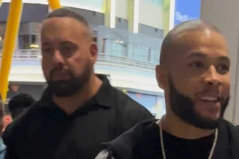 Chris Eubank Jr arrives for KSI fight at The O2 looking relaxed and eating a bucket of KFC chicken
