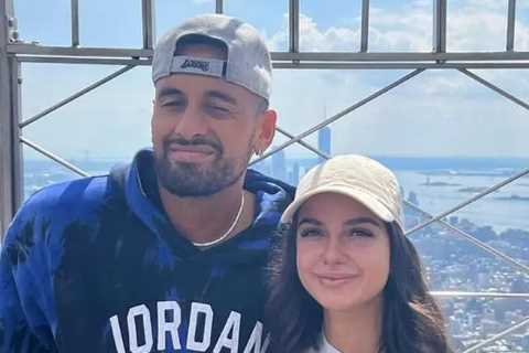 Nick Kyrgios and girlfriend Costeen Hatzi pose up Empire State Building as they stroll around New..