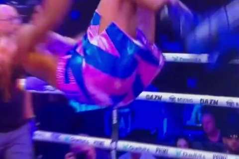 Watch Deen the Great hilariously FACE PLANT himself doing a backflip while celebrating his win on..