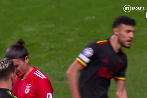 Watch Man Utd new boy Antony HEADBUTT Liverpool’s Darwin Nunez with pair to reignite explosive..