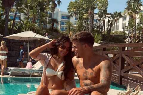 Gemma Owen ropes in boyfriend Luca Bish to model swimwear line with loved up snap
