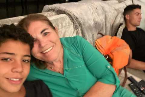 Cristiano Ronaldo looks far from happy as mum posts pic of Man Utd star on sofa ‘with her boys’..