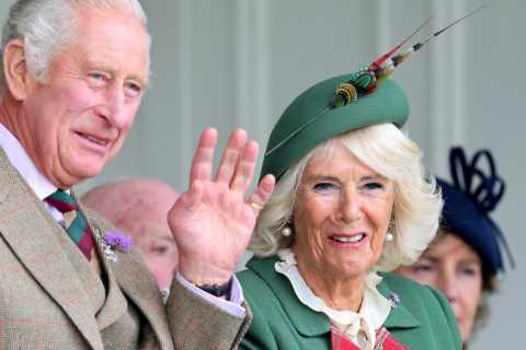 Prince Charles enjoys Highland games as he stands in for the Queen, 96, at one of her favourite..