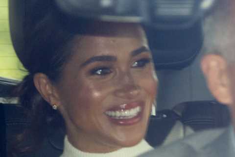 Meghan Markle shrugs off criticism over ‘me, me, me’ speech as she beams while leaving Windsor for..
