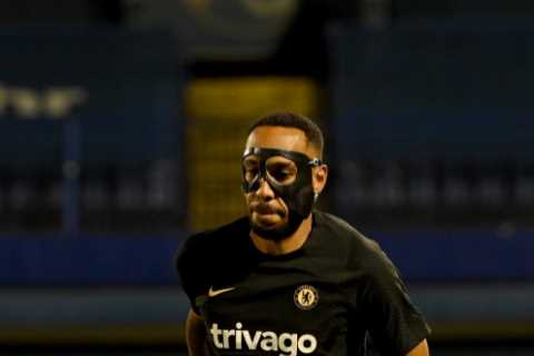 Aubameyang shows off new mask in training with striker set for Chelsea debut vs Zagreb just days..