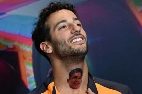 F1 star Daniel Ricciardo reveals bizarre ‘Lando Norris tattoo’ on his neck after losing bet with..