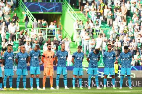Tottenham and Sporting Lisbon honour the Queen in minute’s silence but section of home fans refuse..