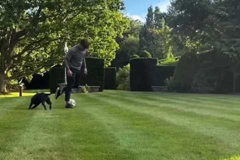 Brave Luca Bish shows off his football skills in Michael Owen’s back garden as he tries to impress..