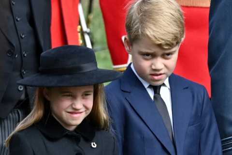 Royal fans spot the cute moment Charlotte appears to remind Prince George about official protocol..