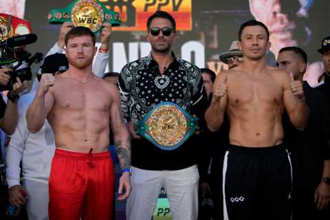 Eddie Hearn turns up to Canelo vs GGG weigh-in in flamboyant £725 D&amp;G shirt leaving everybody..