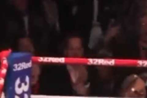 Tyson Fury nods his head in appreciation as close pal Joseph Parker is knocked out by Joe Joyce’s..