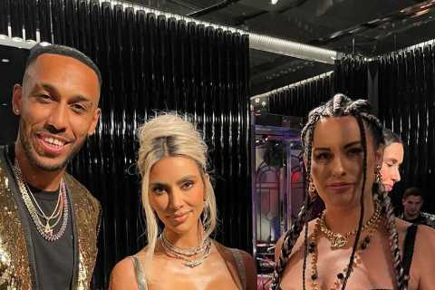 Pierre-Emerick Aubameyang hangs out with Kim Kardashian as Chelsea star and wife attend Dolce &amp; ..