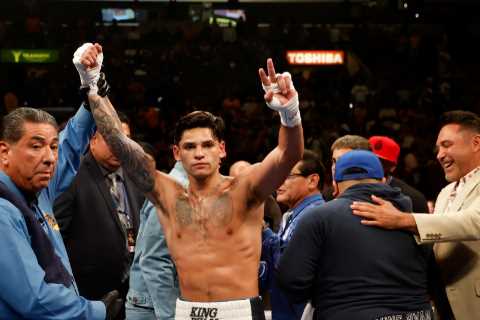 Ryan Garcia and Gervonta Davis clash in fiery nightclub bust-up and split up by security ahead of..