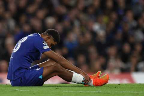 Chelsea fans fear the worst as injured Wesley Fofana leaves pitch in TEARS minutes after scoring..