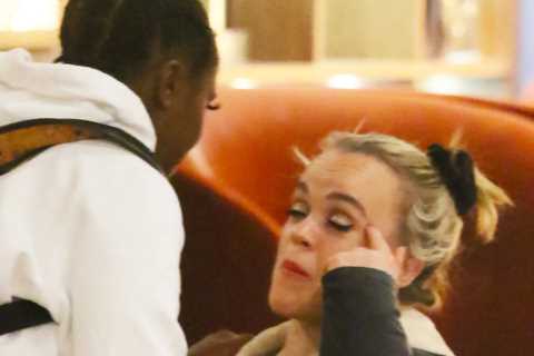 Strictly Comes Dancing’s Motsi Mabuse appears to comfort Ellie Simmonds as they arrive back at..