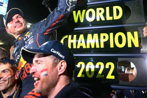 Inside Verstappen’s F1 title party with kiss from girlfriend Kelly Piquet, congrats from Geri..