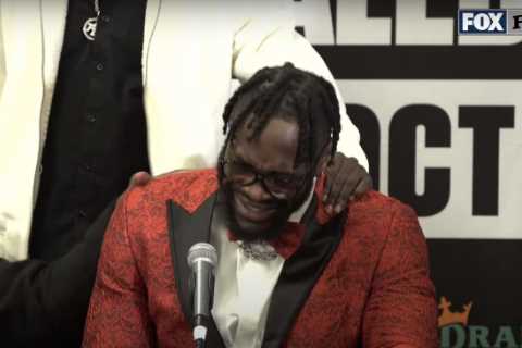 Watch Deontay Wilder break down in tears after knocking out Robert Helenius as he reveals fear for..