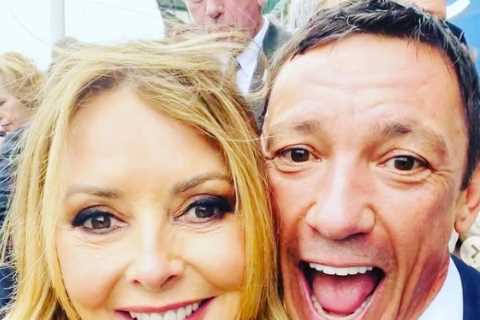 Stunning Carol Vorderman celebrates £660 winner with Frankie Dettori after he rode her tip to..