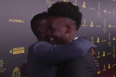 Watch Sadio Mane whisper message to Arsenal star Bukayo Saka at Ballon d’Or ceremony amid Liverpool ..