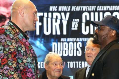 ‘Are you scared of me’ – What Tyson Fury told Derek Chisora as rivals come face to face ahead of..