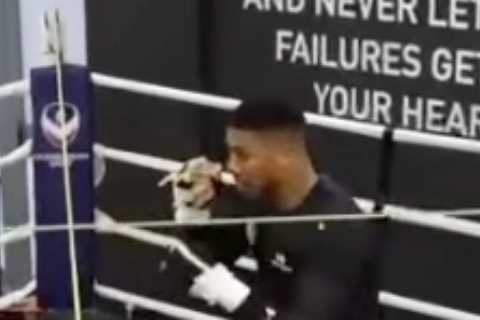Watch Anthony Joshua in training for comeback fight as heavyweight star vows to ‘keep hustling’..