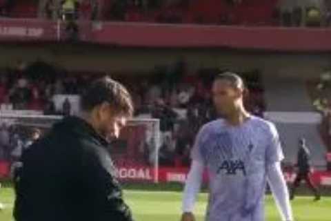 Watch Virgil Van Dijk shoo BT Sport pundits away so Liverpool star can warm-up ahead of clash at..
